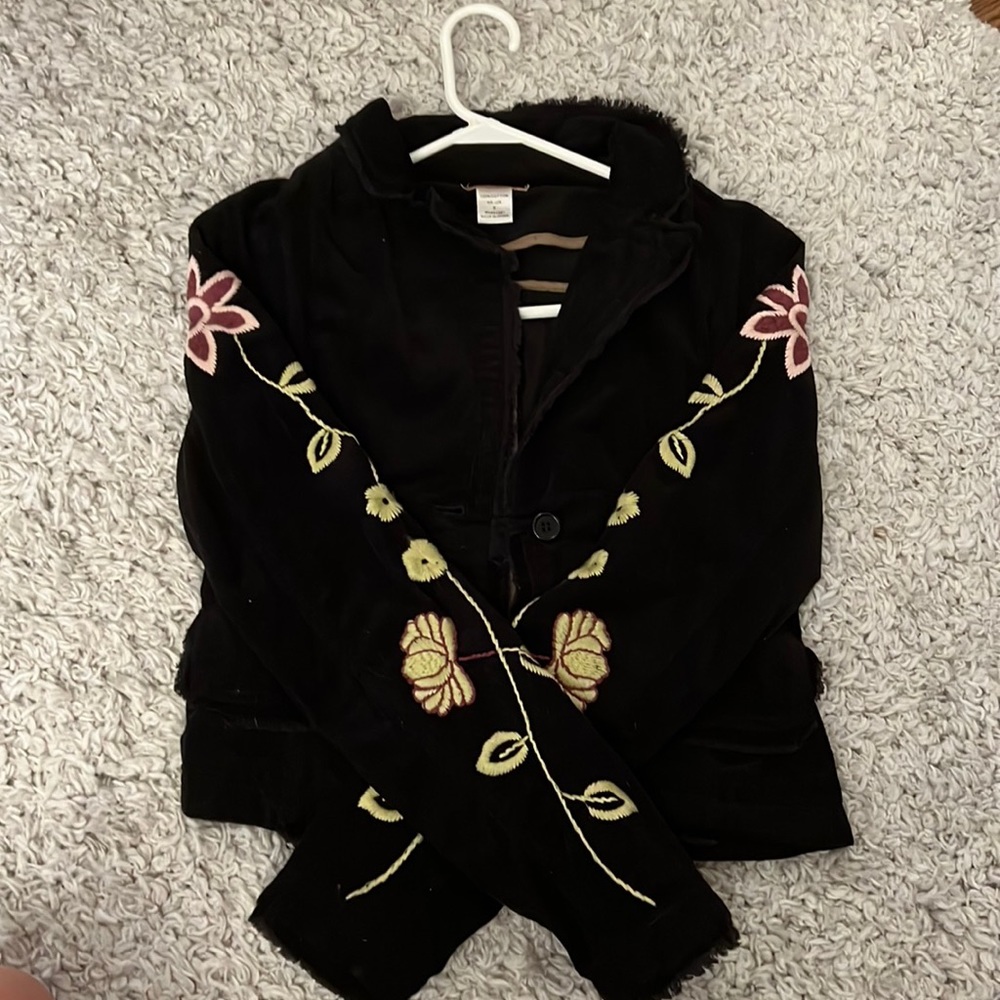 Vintage corduroy flower patch jacket with buttons